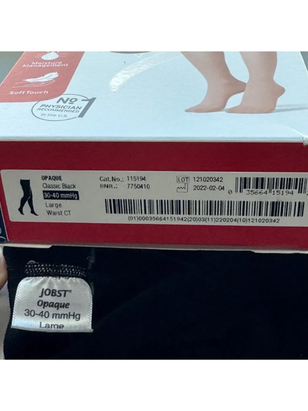 Jobst Compression Stockings Opaque Black Large Waist CT Support 30-40 MmHg NEW - Picture 5 of 9